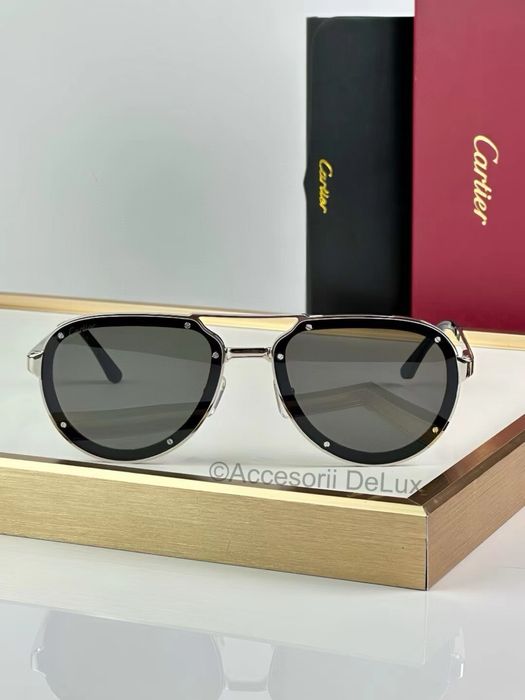 Ochelari de Soare Cartier CT0195S Noi Full Box Santos De Cartier [Verificare Colet]Silver