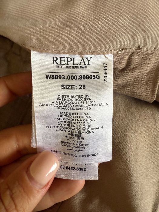 Replay чино къси панталони с висока талия в бежово кафяво