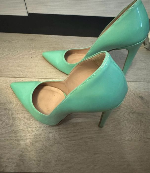 Pantofi de piele lacuita Identita turcoaz