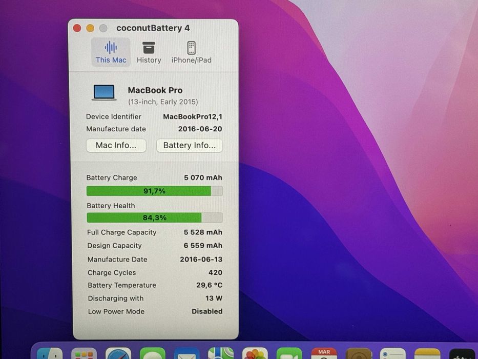 MacBook Pro 13 Retina`Core i5-5287U/8GB RAM/256GB SSD/Бат 10ч