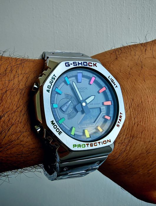 нов часовник Casio G-Shock Rainbow silver , Касио