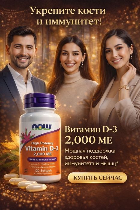 D3,2000IU,витамин Д3. Now.120 Softgels