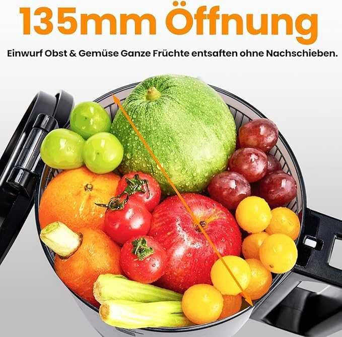 НОВА! Бавна сокоизстисквачка с широк отвор 135 мм, студено пресоване