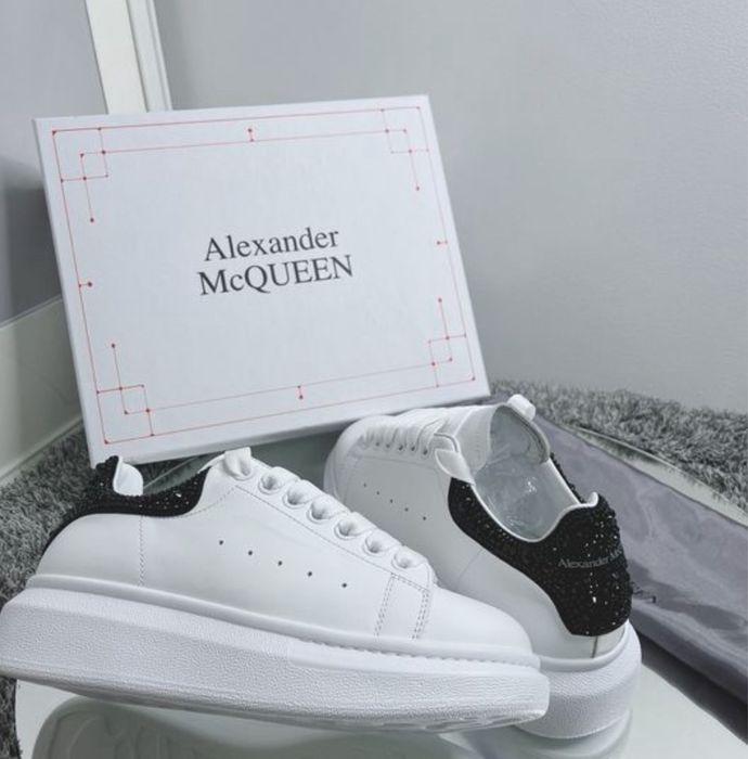 Adidasi Alexander MCQUEEN Crystals albi cu pietricele premium edition