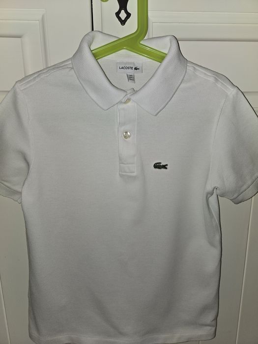 Tricou polo copii alb, 6-9 ani, Lacoste, ca nou