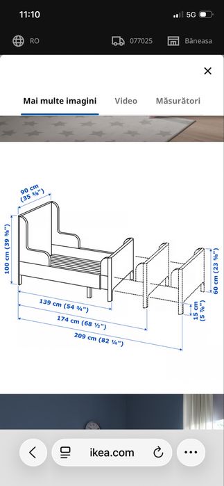 Pat extensibil IKEA Roz – Crește odată cu copilul tău!