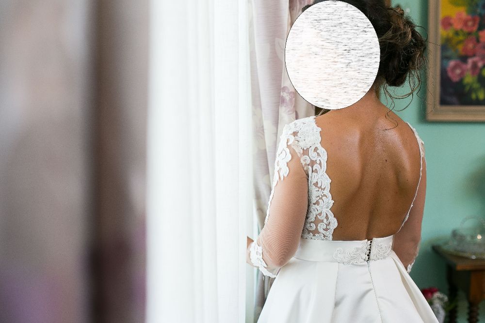 Rochie de mireasa din satin si dantela