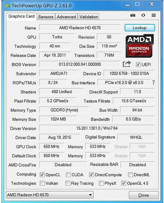 Placa video GPU QTHREE Radeon HD 6570 profil redus,HDMI dual,1GB GDDR3 64 biți,desktop PC,PCI-Express X16 computer