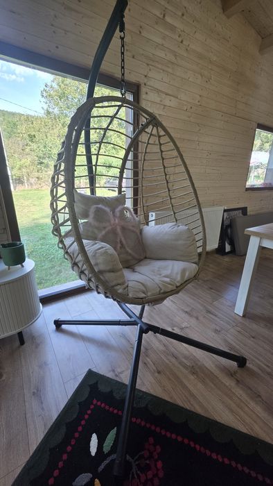 Fotoliu cuib din ratan si otel