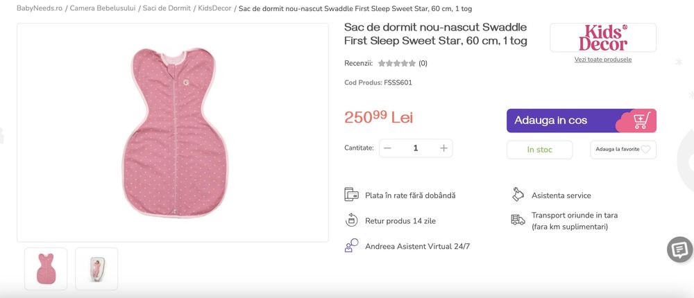 Sac de dormit nou-nascut Swaddle First Sleep si Primark