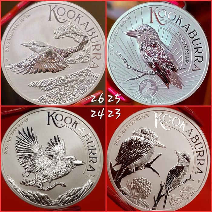 Perth Mint Kookaburra 1990-2026 toata monede lingou argint 999