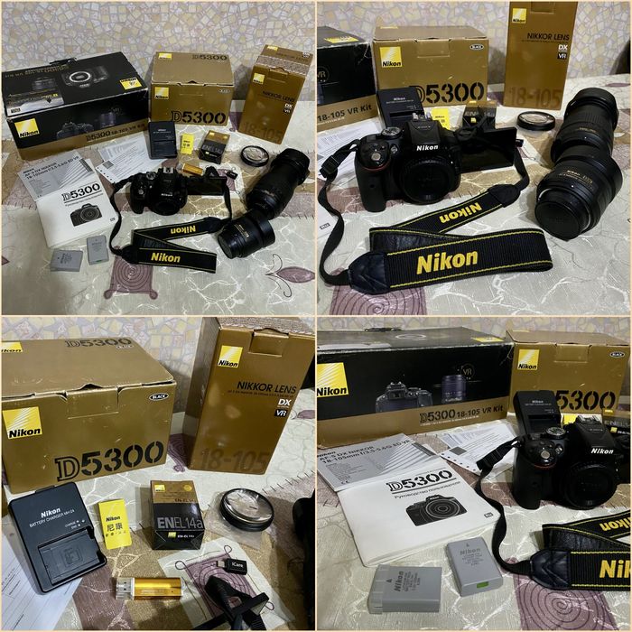 Nikon D5300. Nikkor 18-105 VR, Nikkor 35 m 1:1.8 G, Акумы, Документы.