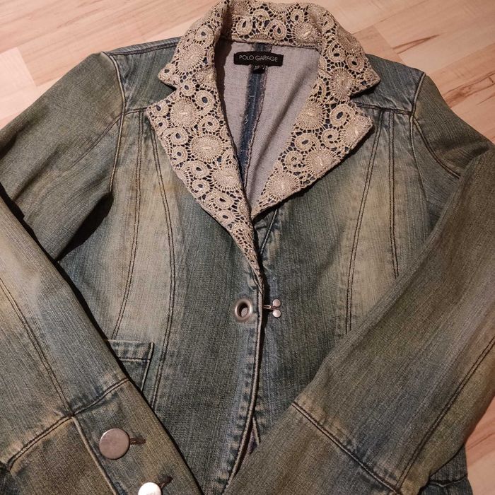 Jacheta Denim cu guler brodat