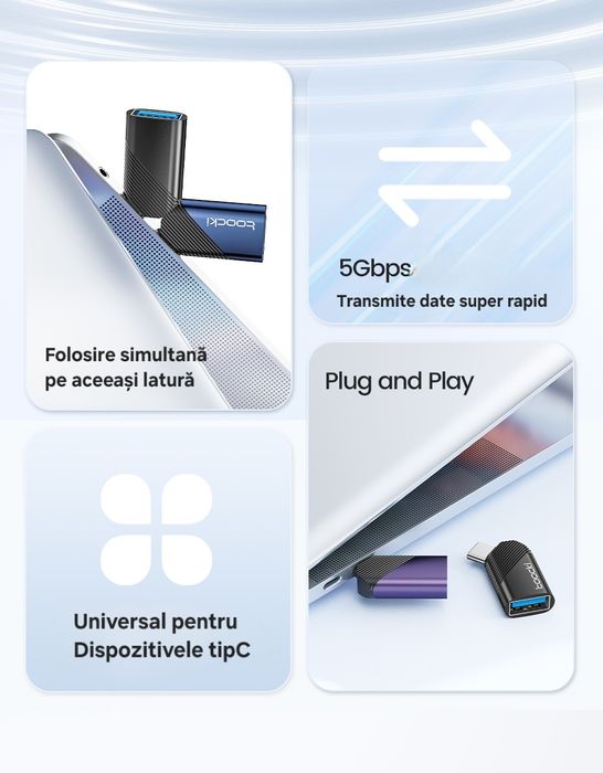 Set 3 adaptori, diferite modele: Usb/UsbC/Iphone. 10A/Transfer Date