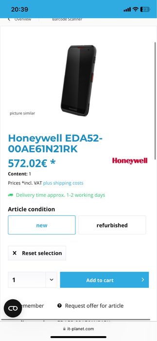 Scanner Honeywell EDA52