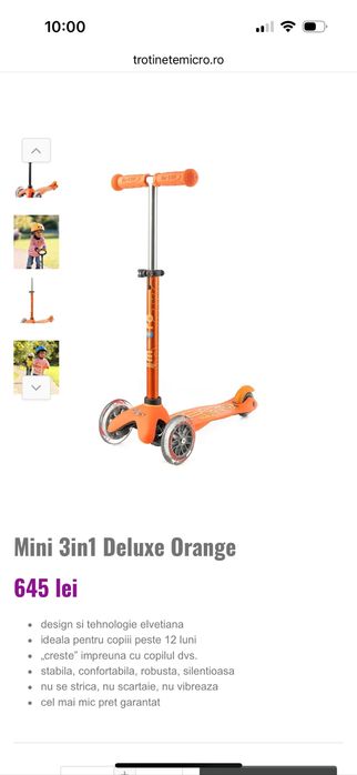 Trotineta Micro Mini Deluxe 3 in 1, cu scaunel