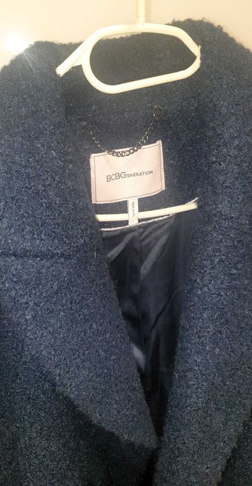 Palton BCBGeneration clasic de iarnă din lana buclé,nou , albastru  L