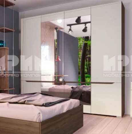 Нов с кашон гардероб 200/52,5/210, цвят сатен/орех адмирал, огледало