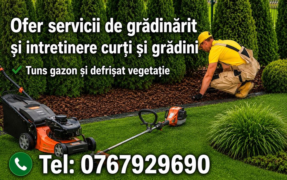 Ofer servicii de tuns gazon / iarba si intretinere spatii verzi