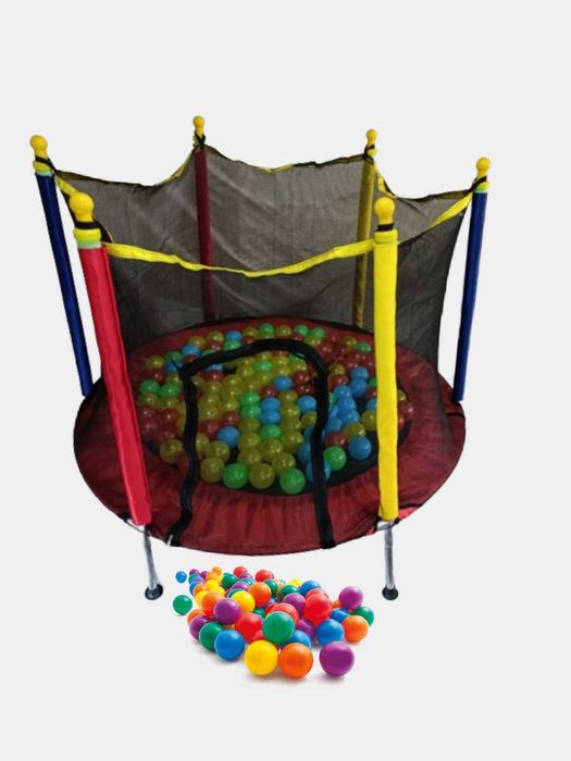 Батут детский, с 100 штук шариками Диаметр-140 см. Доставка бесплатно