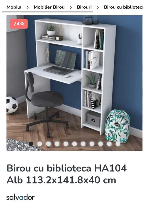 Birou de copii cu etajeră