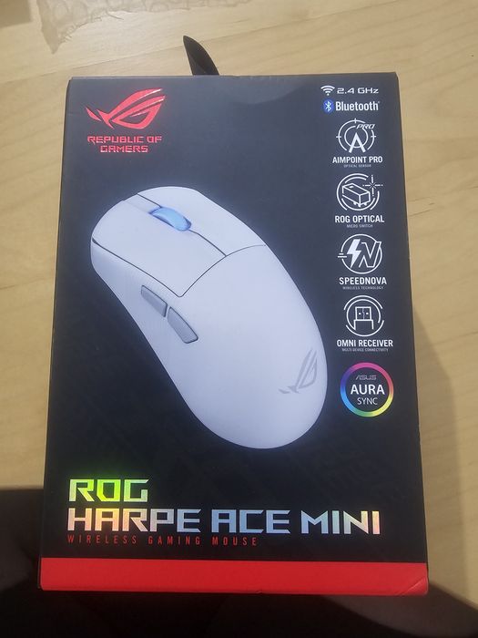 Mouse gaming wireless  Asus rog harpe ace mini,42000dpi,white