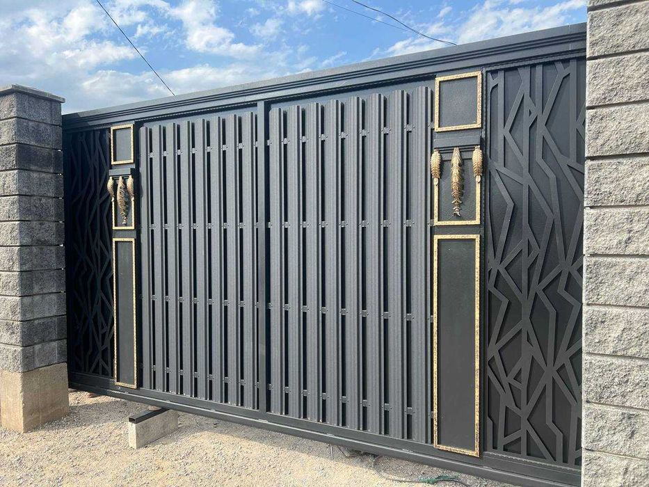 Хайтек Ворота Забор Новый Откатной Распашной Алматы Метал Сайдинг