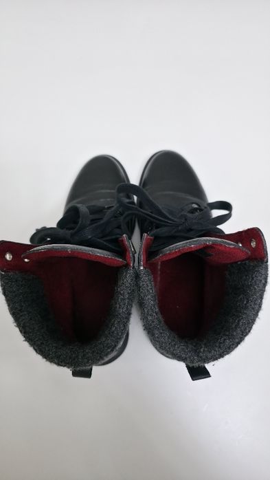 Ghete din piele cu manseta tricotata din lana, negre, marimea 38