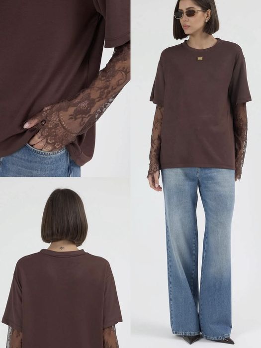 Уникална Маркова тениска с дантела С размер