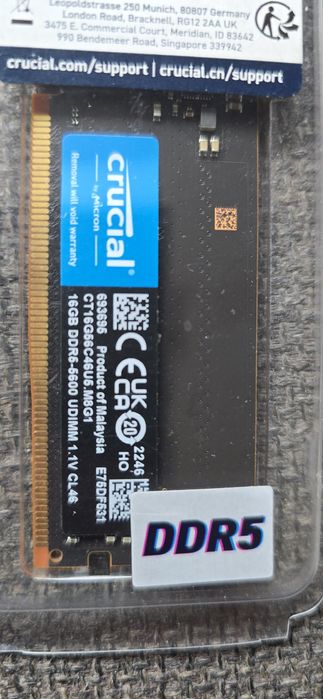 RAM Crucial 32GB Kit 2X16GB DDR5 5600MHz CT16G56C46U5