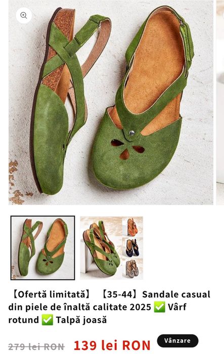 Sandale  casual din piele