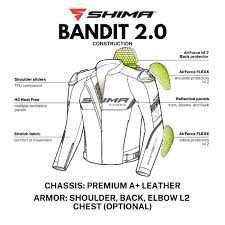Топ Цена Кожено мото яке SHIMA BANDIT 2.0 Black/Fluo,всички протектори