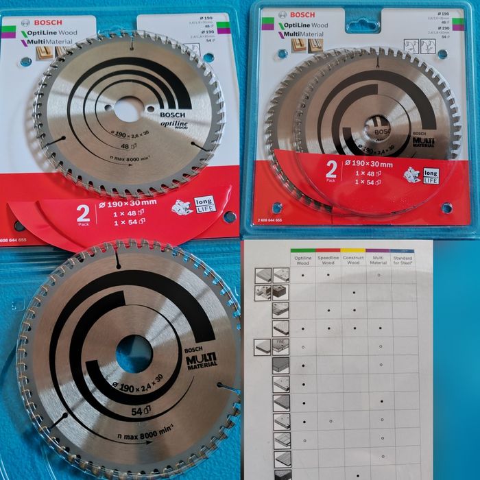 Set 2 panze circular 190x30 , Lemn + Multimerial, Bosch
