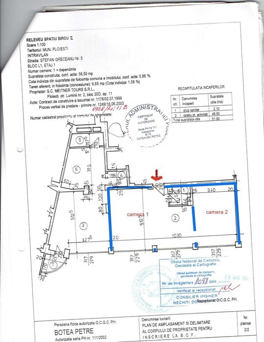 SPATIU BIROU 70 mp cu suprafete vitrate si casete luminoase (ultracentral)