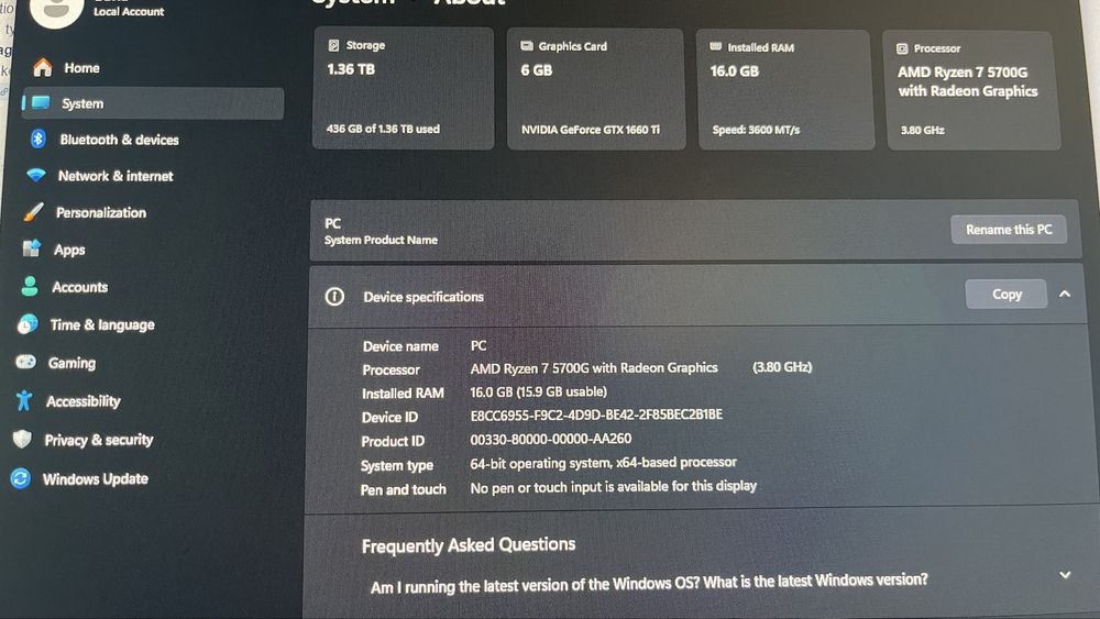 Gaming PC Ryzen 5700G 1660ti