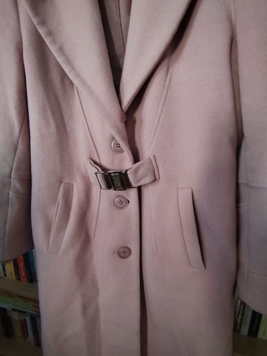 Palton roz pudrat cu 75 la sută lână+ cașmir