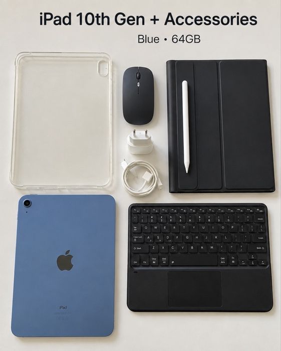 Apple iPad 10th Gen 64GB Blue + ПЪЛЕН КОМПЛЕКТ Аксесоари