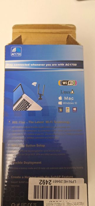 Adaptor Wireless Dual Band conectare USB, 1300Mbps, AC 1750