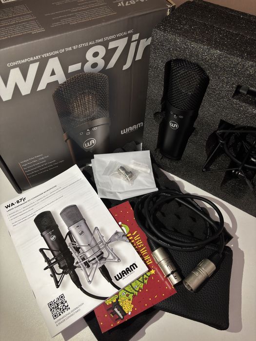 Microfon condensator Warm Audio WA-87 Jr Negru pentru studio NOU cu Garantie 2028 + cablu Proel + stativ Millenium
