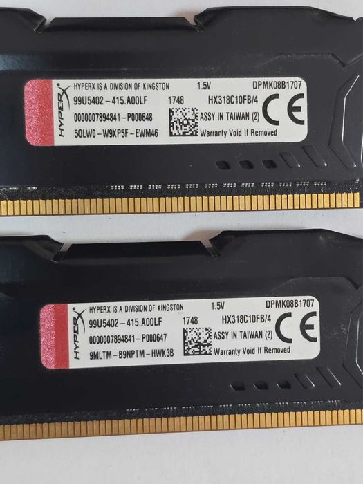 Kit Memorie RAM Kingston HyperX Fury Black 8GB (2x4GB) DDR3 1866MHz CL10 1.5V HX318C10FB/4