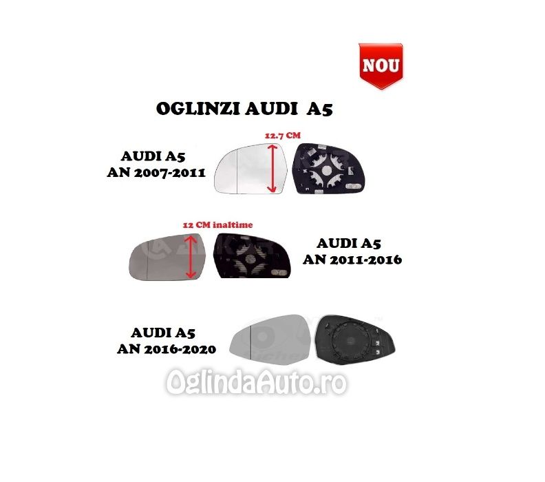 Oglinda AUDI A5 geam sticla oglinzi stanga dreapta facelift MONTAJ GRA