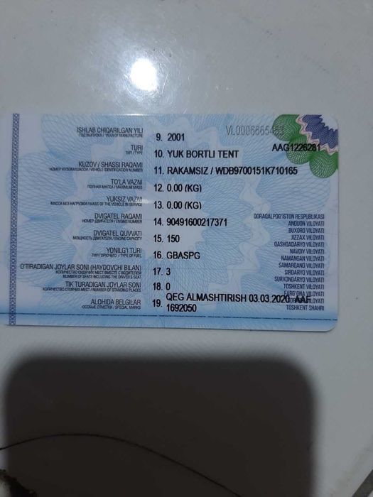 MERCEDES BENZ ATEGO 815 сотилади 2001 йил метанли. Борт с тентом