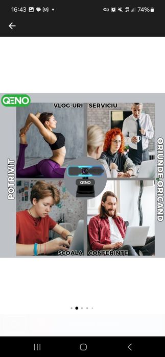 Camera Web Qeno® Gaming PC Webcam, Full HD 2MP 1920x1080/60FPS