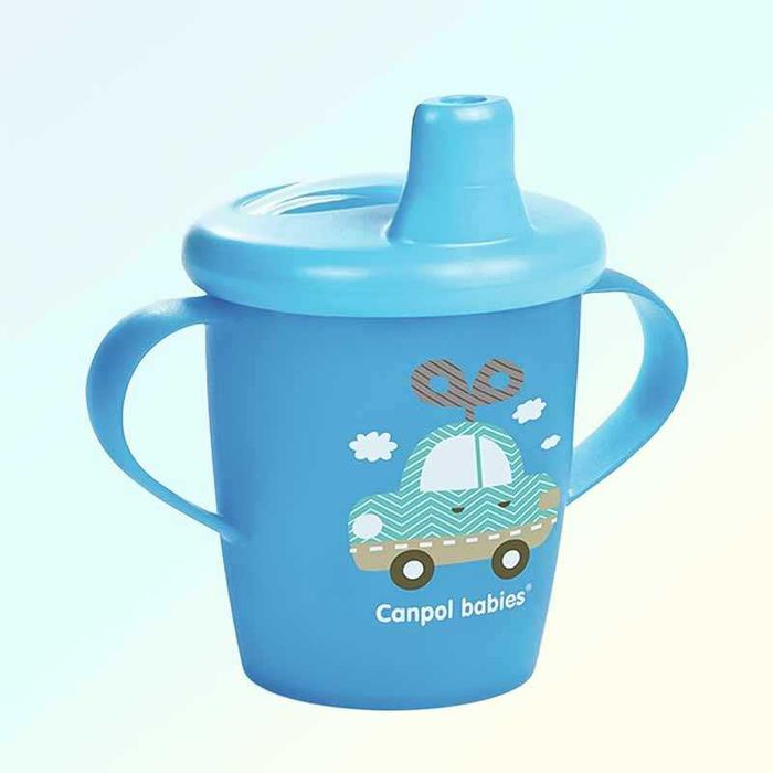 Чаша за бебе против разливане 250 мл с лъжичка за хранене, Canpol
