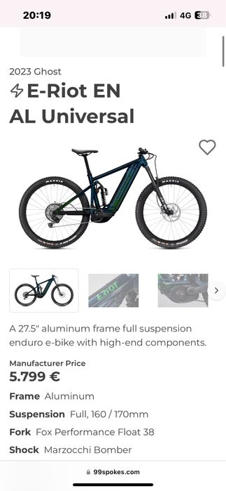 Bicicleta electrica E-bike Ghost Bosch 625wh XL 29 Fox 38 2023