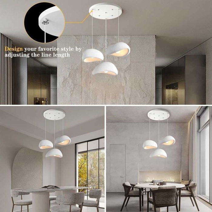 Висяща лампа Wabi Sabi E27, модерна, бяла, неправилен дизайн, полилей