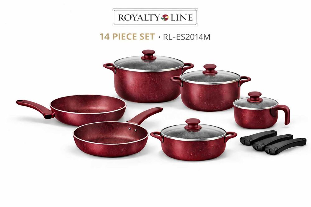 Set vase gatit Royalty Line 14 piese marmura burgundi elegant