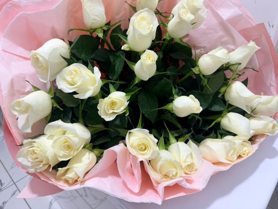 Белые свежие розы