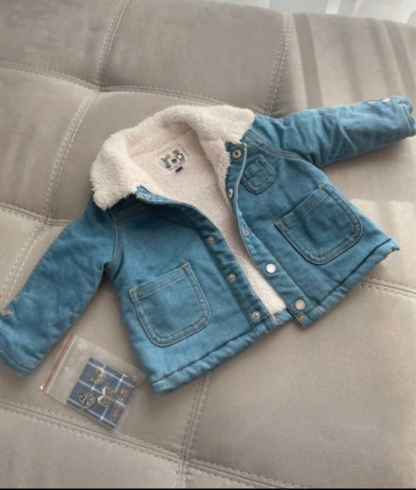 Costum Mickey Mouse 6-9 luni + geaca imitatie blu