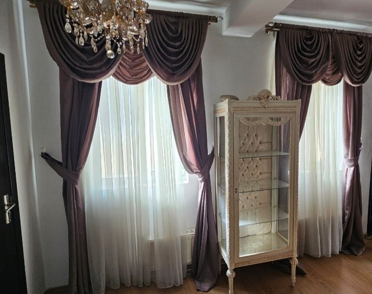 Set draperii elegante+perdele+galerii pentru 2 ferestre